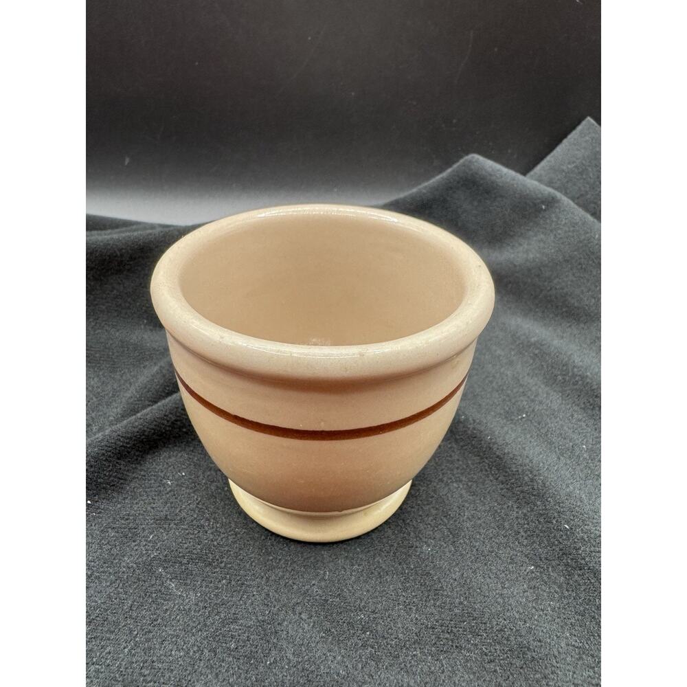Vintage Tepco USA Heavy Restaurant Ware Tan Brown Striped Egg Custard Cup
